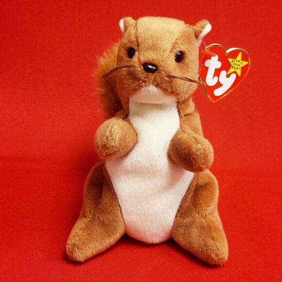 Ty Beanie Babies Nuts The Squirrel 1996 Animal Plush Stuff Toy - Picture 1 of 13